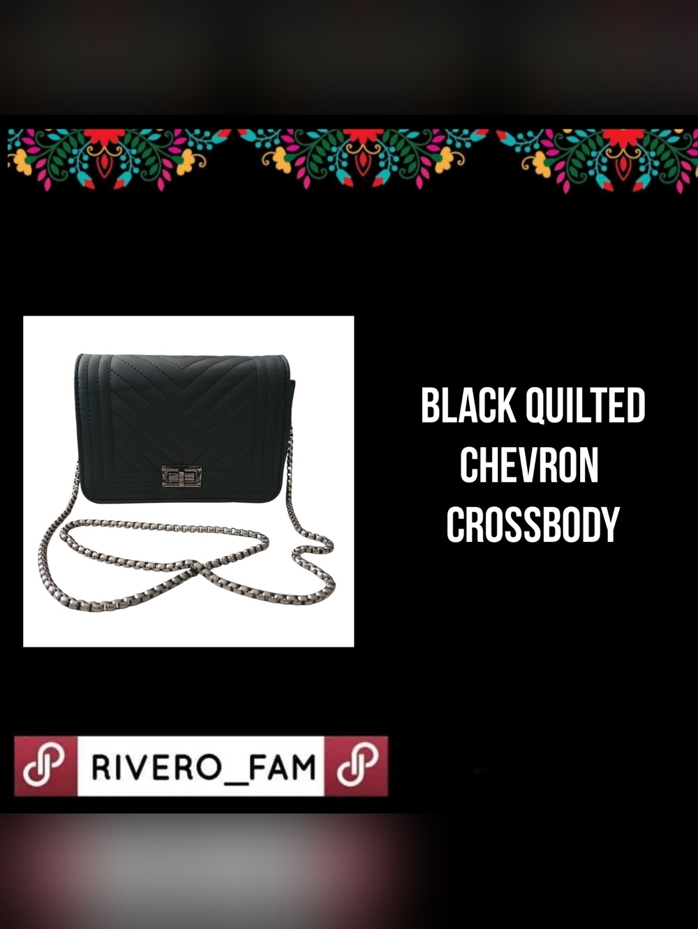 BLACK QUILTED CHEVRON CROSSBODY